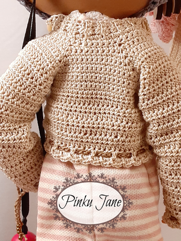 Pinku Jane Blythe/Pullip Lanni Sweater w/ Beaded Ties Crochet Pattern For 12" Blythe Dolls Pixie Faire