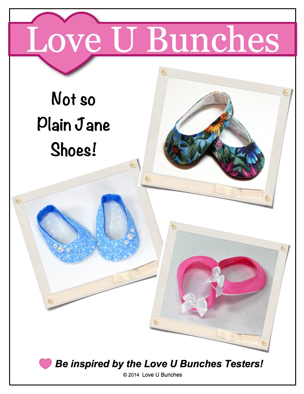 Love U Bunches Shoes Plain Jane 18" Doll Shoe Pattern Pixie Faire