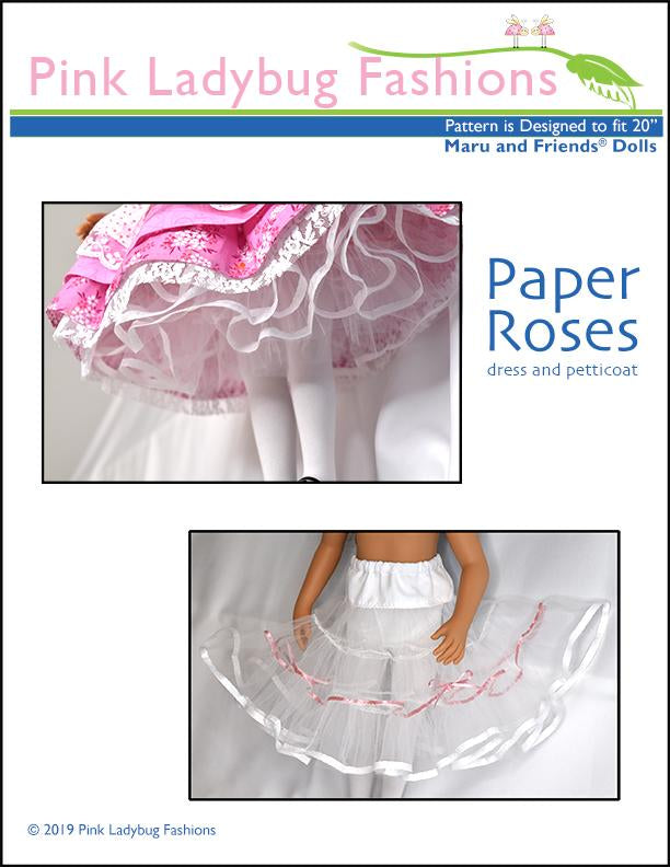 Pink Ladybug Maru and Friends Paper Roses Dress and Petticoat Pattern for Maru and Friends Dolls Pixie Faire