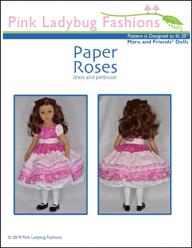 Pink Ladybug Maru and Friends Paper Roses Dress and Petticoat Pattern for Maru and Friends Dolls Pixie Faire