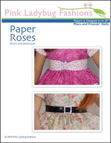 Pink Ladybug Maru and Friends Paper Roses Dress and Petticoat Pattern for Maru and Friends Dolls Pixie Faire