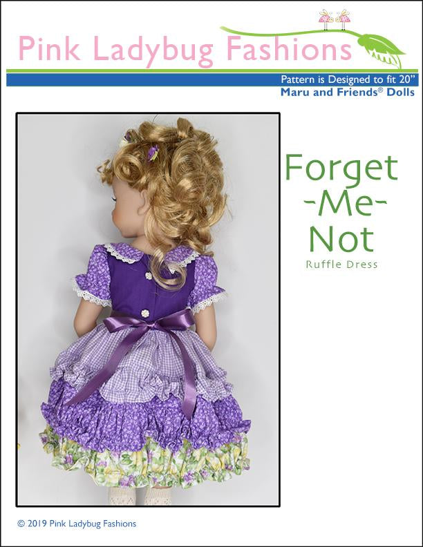 Pink Ladybug Maru and Friends Forget Me Not Ruffle Dress Pattern for Maru and Friends Dolls Pixie Faire