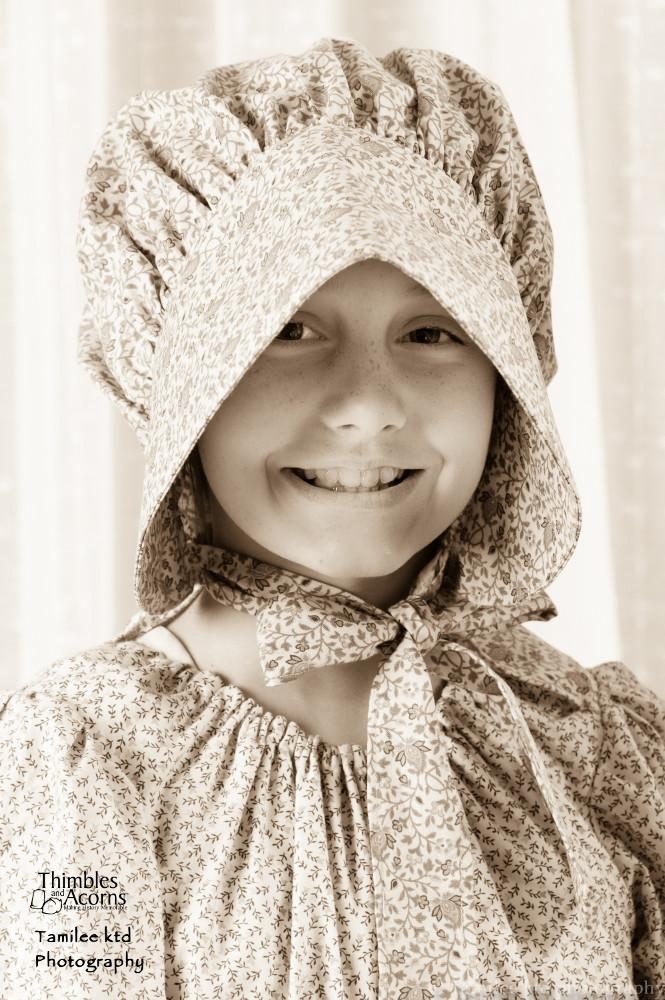 Thimbles and Acorns Girls Prairie Rose Bonnet for Girls and Women Pixie Faire