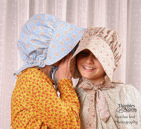 Thimbles and Acorns Girls Prairie Rose Bonnet for Girls and Women Pixie Faire