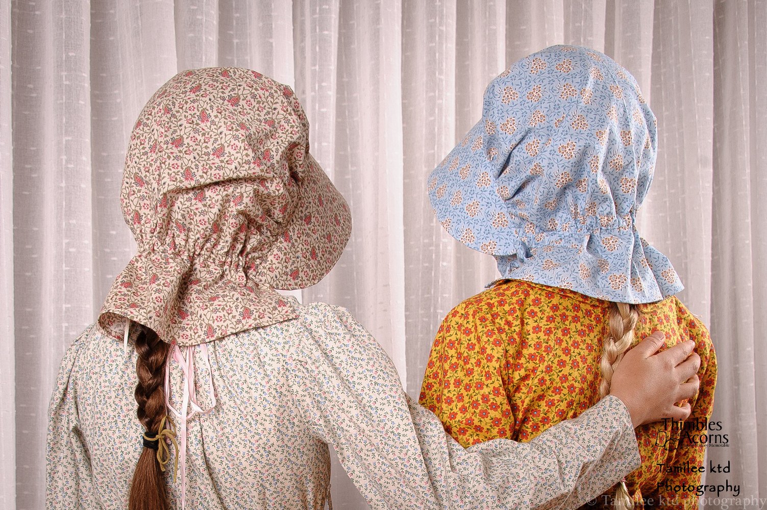 Thimbles and Acorns Girls Prairie Rose Bonnet for Girls and Women Pixie Faire