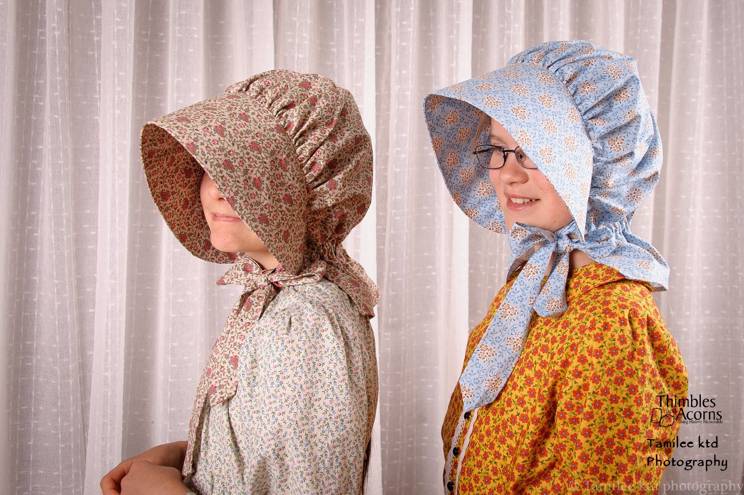 Thimbles and Acorns Girls Prairie Rose Bonnet for Girls and Women Pixie Faire