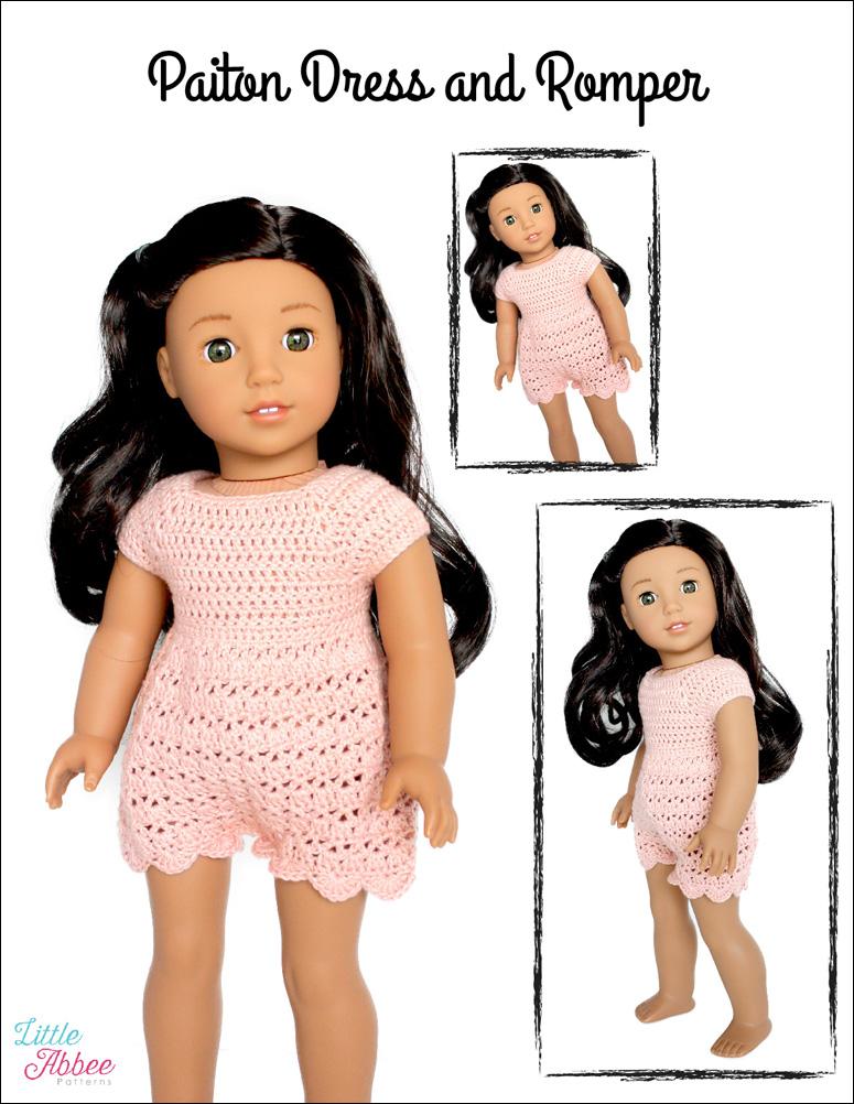 Little Abbee Crochet Paiton Dress and Romper 18" Doll Crochet Pattern Pixie Faire