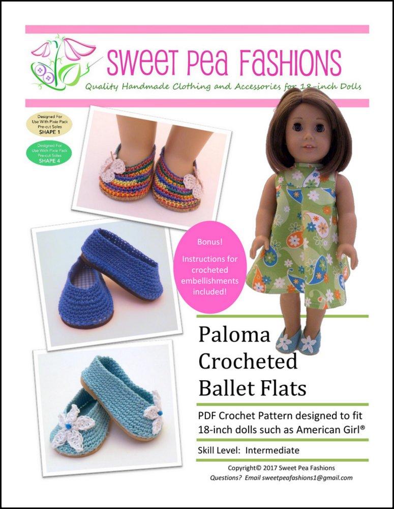 Paloma Crocheted Ballet Flats Doll Clothes Pattern 18 inch American Girl Dolls Paloma Crocheted Ballet Flats Doll Clothes Pattern 18 inch American Girl Dolls