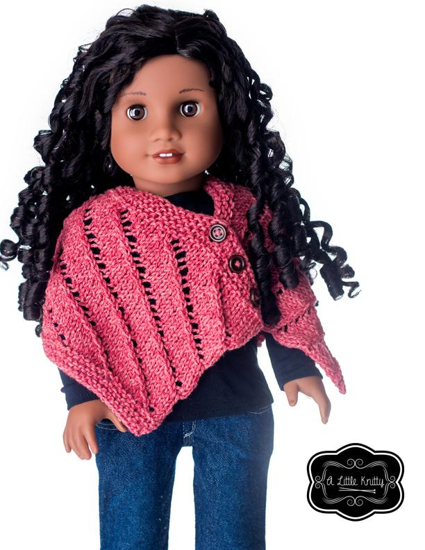 A Little Knitty Knitting Pamela Poncho 18" Doll Knitting Pattern Pixie Faire