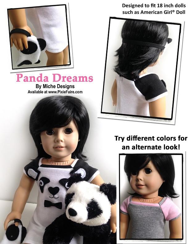 Miche Designs 18 Inch Modern Panda Dreams 18" Doll Clothes Pattern Pixie Faire