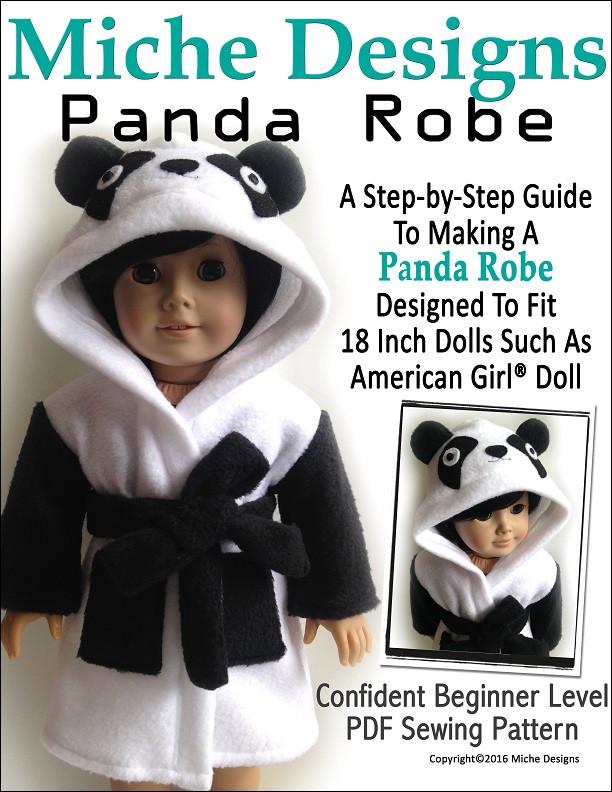 Panda Robe Miche Designs Panda Robe Doll Clothes Pattern 18 inch American Girl Dolls
