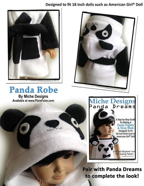 Panda Robe Miche Designs Panda Robe Doll Clothes Pattern 18 inch American Girl Dolls