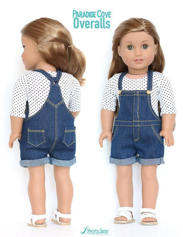 Liberty Jane 18 Inch Modern Paradise Cove Overalls 18" Doll Clothes Pattern Pixie Faire