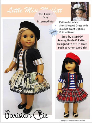 Little Miss Muffett 18 Inch Modern Parisian Chic 18" Doll Clothes Pattern Pixie Faire