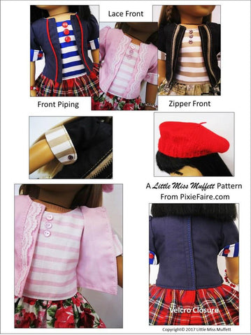Little Miss Muffett 18 Inch Modern Parisian Chic 18" Doll Clothes Pattern Pixie Faire