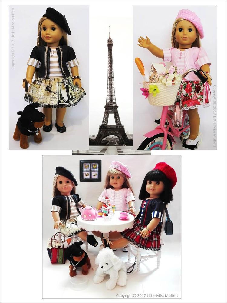 Little Miss Muffett 18 Inch Modern Parisian Chic 18" Doll Clothes Pattern Pixie Faire