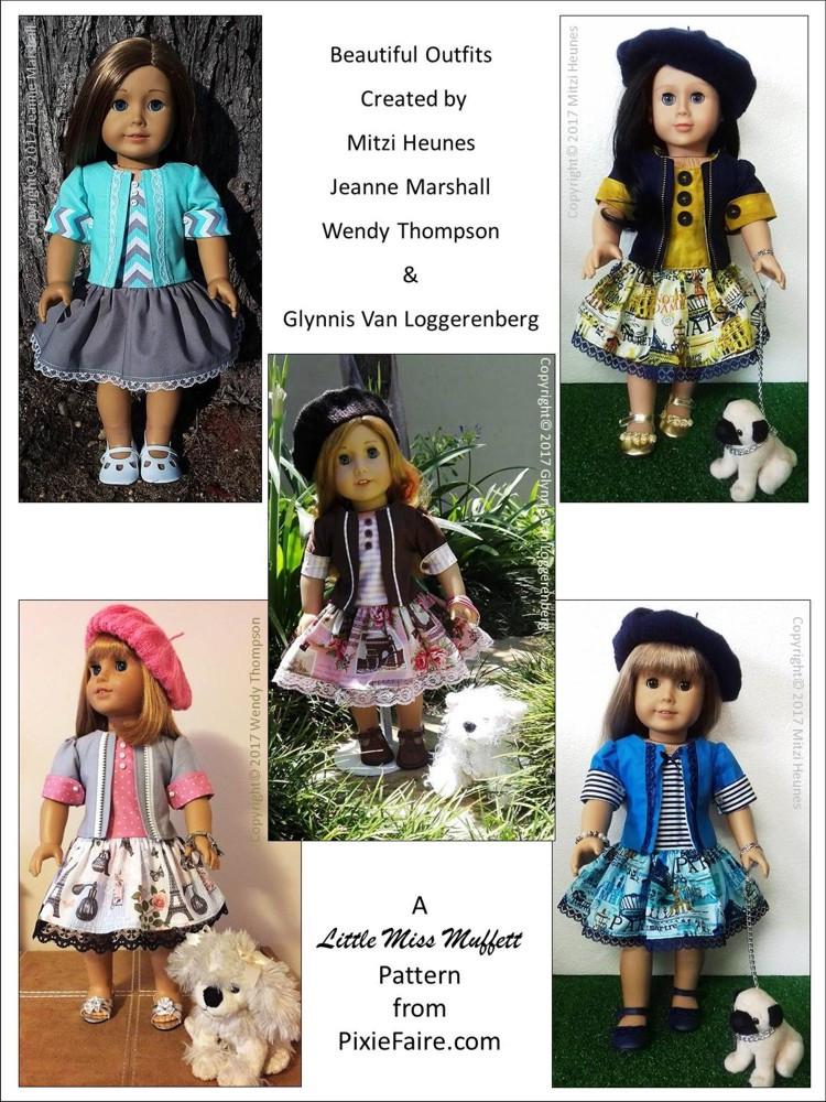 Little Miss Muffett 18 Inch Modern Parisian Chic 18" Doll Clothes Pattern Pixie Faire