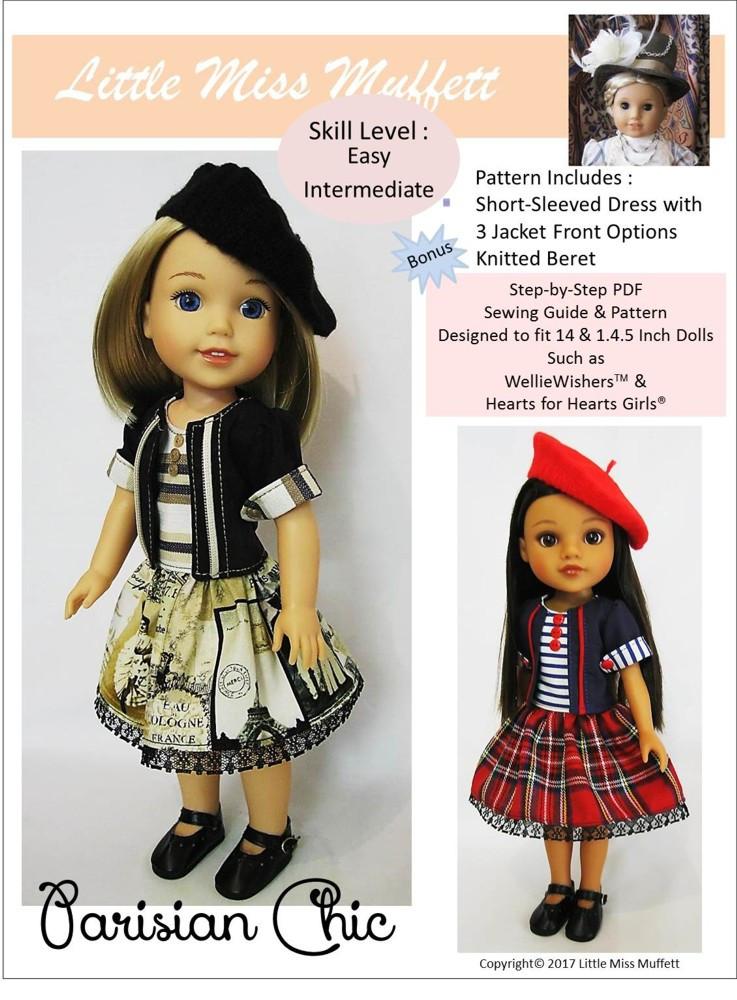 Little Miss Muffett WellieWishers Parisian Chic 14-14.5" Doll Clothes Pattern Pixie Faire