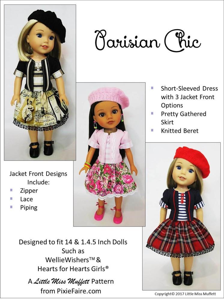 Little Miss Muffett WellieWishers Parisian Chic 14-14.5" Doll Clothes Pattern Pixie Faire