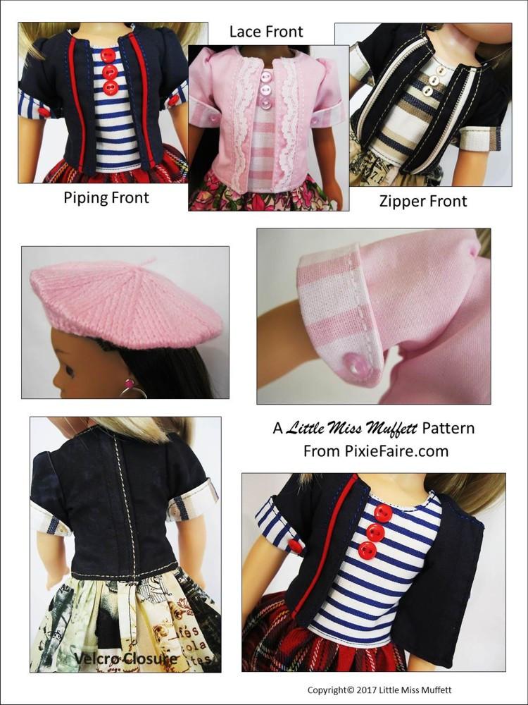 Little Miss Muffett WellieWishers Parisian Chic 14-14.5" Doll Clothes Pattern Pixie Faire