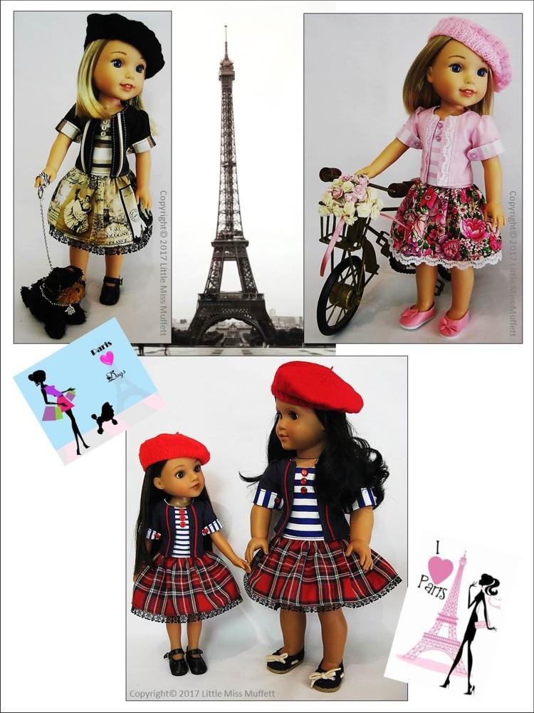 Little Miss Muffett WellieWishers Parisian Chic 14-14.5" Doll Clothes Pattern Pixie Faire