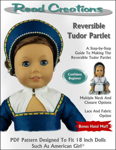 Read Creations 18 Inch Historical Reversible Tudor Partlet 18" Doll Clothes Pattern Pixie Faire