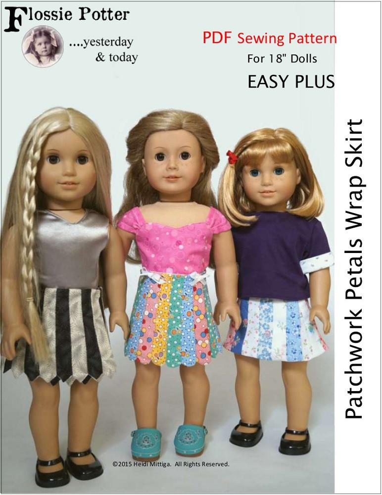 Flossie Potter 18 Inch Modern Patchwork Petals Wrap Skirt 18" Doll Clothes Pixie Faire