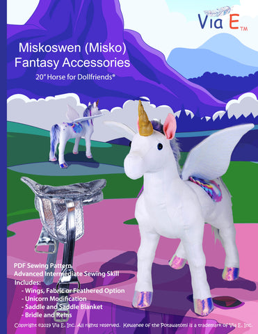 Via E Dollfriends Miskoswen 20" Horse Fantasy Accessories Pattern For Dollfriends Pixie Faire