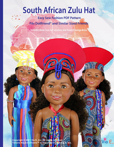 Via E Dollfriends South African Zulu Hat Doll Clothes Pattern For Dollfriends Pixie Faire