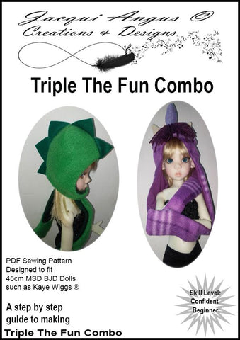 Jacqui Angus Creations & Designs BJD Triple the Fun Combo Pattern for MSD Ball Jointed Dolls Pixie Faire