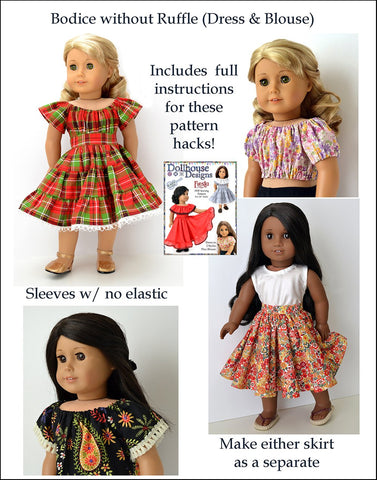 Dollhouse Designs 18 Inch Historical Fiesta Folklorico Dress & Blouse 18" Doll Clothes Pattern Pixie Faire