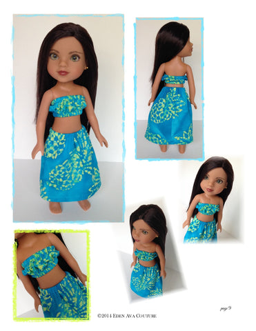 Eden Ava H4H/Les Cheries Hawaiian Pa'u Hula Outfit for 13-14.5" Dolls Pixie Faire
