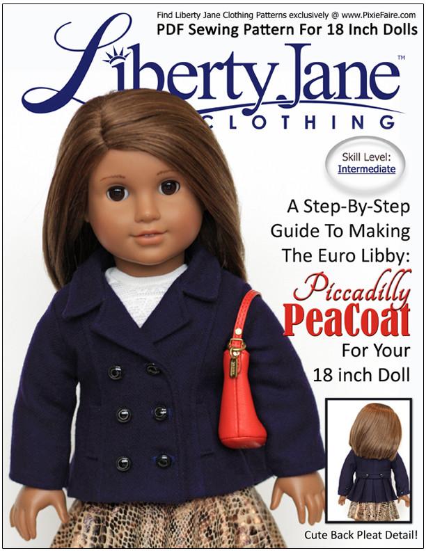 Liberty Jane 18 Inch Modern Piccadilly Peacoat 18" Doll Clothes Pattern Pixie Faire