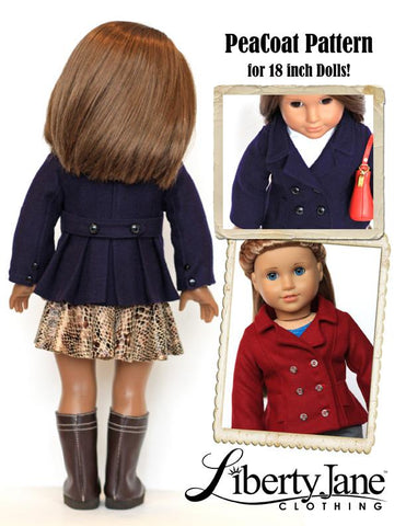 Liberty Jane 18 Inch Modern Piccadilly Peacoat 18" Doll Clothes Pattern Pixie Faire