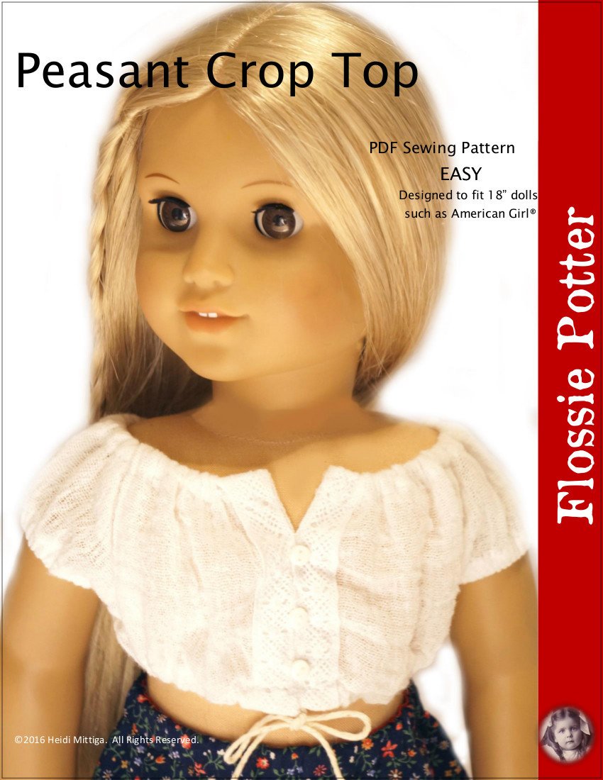 Flossie Potter Peasant Crop Top Doll Clothes Pattern 18 inch