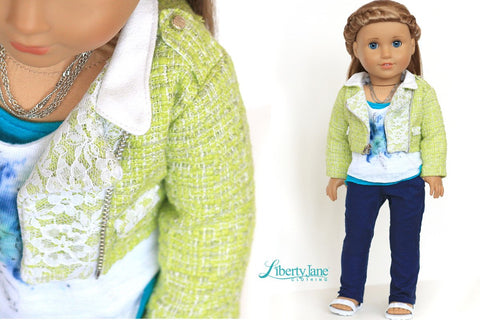 Liberty Jane 18 Inch Modern Peleton Jacket 18" Doll Clothes Pattern Pixie Faire