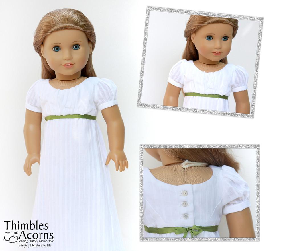 Thimbles and Acorns 18 Inch Historical 1790 Open Pelisse and Regency Dress 18" Doll Clothes Pattern Pixie Faire