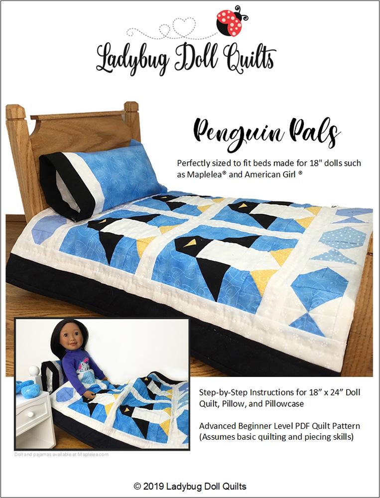 Ladybug Doll Quilts Quilt Penguin Pals 18" Doll Quilt Pattern Pixie Faire