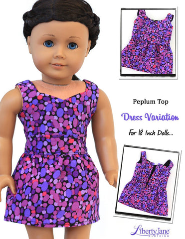 Liberty Jane 18 Inch Modern Peplum Top 18" Doll Clothes Pattern Pixie Faire