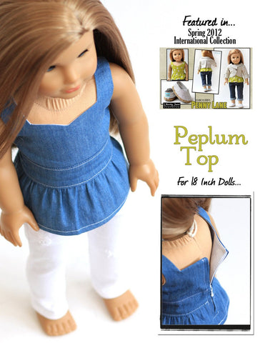 Liberty Jane 18 Inch Modern Peplum Top 18" Doll Clothes Pattern Pixie Faire