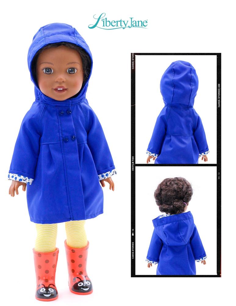 Liberty Jane Ruby Red Fashion Friends Pepper Hill Raincoat 14.5-15 inch Doll Clothes Pattern Pixie Faire