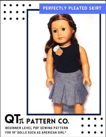 QTπ Pattern Co 18 Inch Modern Perfectly Pleated Skirt 18" Doll Clothes Pixie Faire