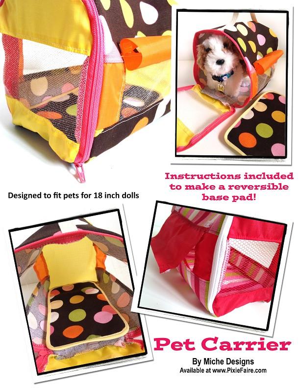 Miche Designs 18 Inch Modern Pet Carrier 18" Doll Accessory Pattern Pixie Faire