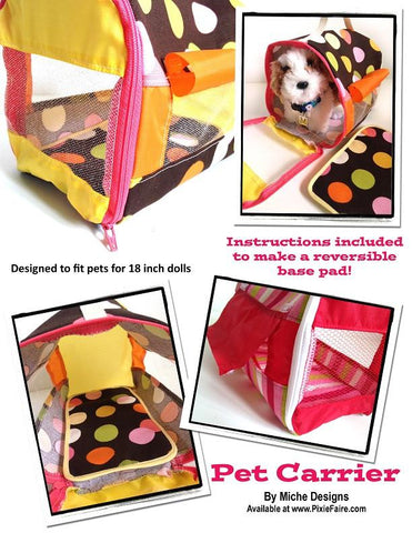 Miche Designs 18 Inch Modern Pet Carrier 18" Doll Accessory Pattern Pixie Faire