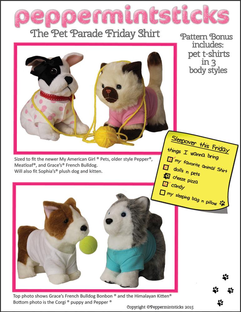 Peppermintsticks 18 Inch Modern The Pet Parade Friday Shirt 18" Doll Clothes Pattern Pixie Faire