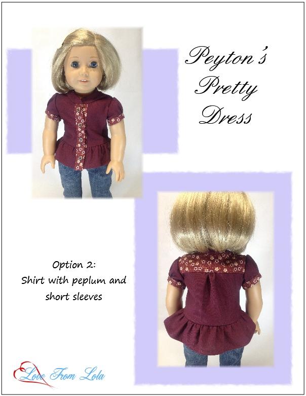 Love From Lola 18 Inch Modern Peyton's Pretty Dress 18" Doll Clothes Pattern Pixie Faire