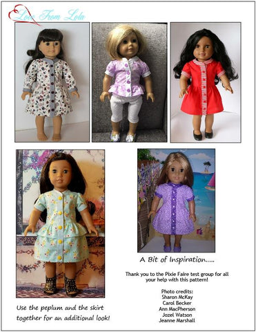 Love From Lola 18 Inch Modern Peyton's Pretty Dress 18" Doll Clothes Pattern Pixie Faire