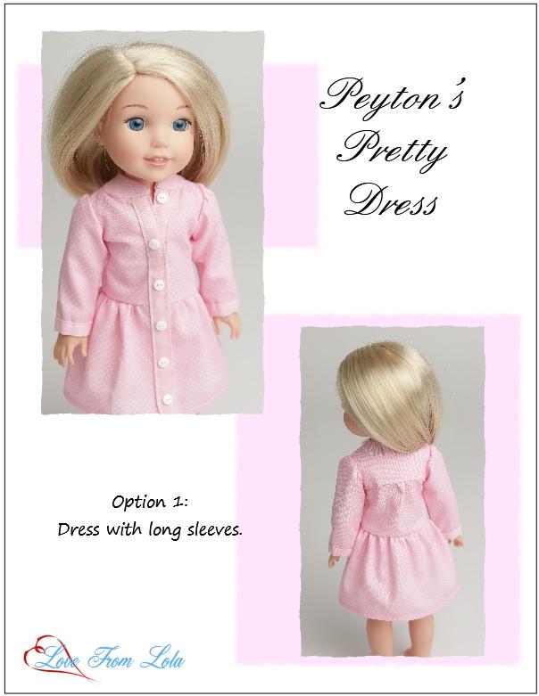 Love From Lola WellieWishers Peyton's Pretty Dress 14.5" Doll Clothes Pattern Pixie Faire