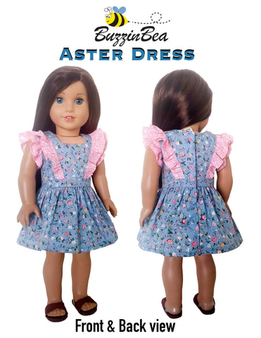 BuzzinBea 18 Inch Modern Aster Dress 18" Doll Clothes Pattern Pixie Faire