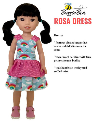 BuzzinBea WellieWishers Rosa Dress 14.5" Doll Clothes Pattern Pixie Faire